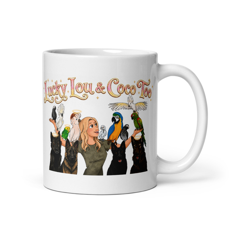 Official Lucky Lou & Coco Too Logo White Glossy Mug