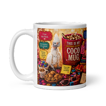 Emotional Support Coco White glossy mug